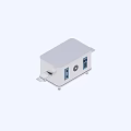 Industrial Cooling Tower with Silver Conical Top Blue Support Frame and Metal Structure
