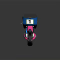 Stylish Blue And Pink Motorcycle With Number 1 Streamlined Design Aerodynamic Fairing And Shiny Wheels
