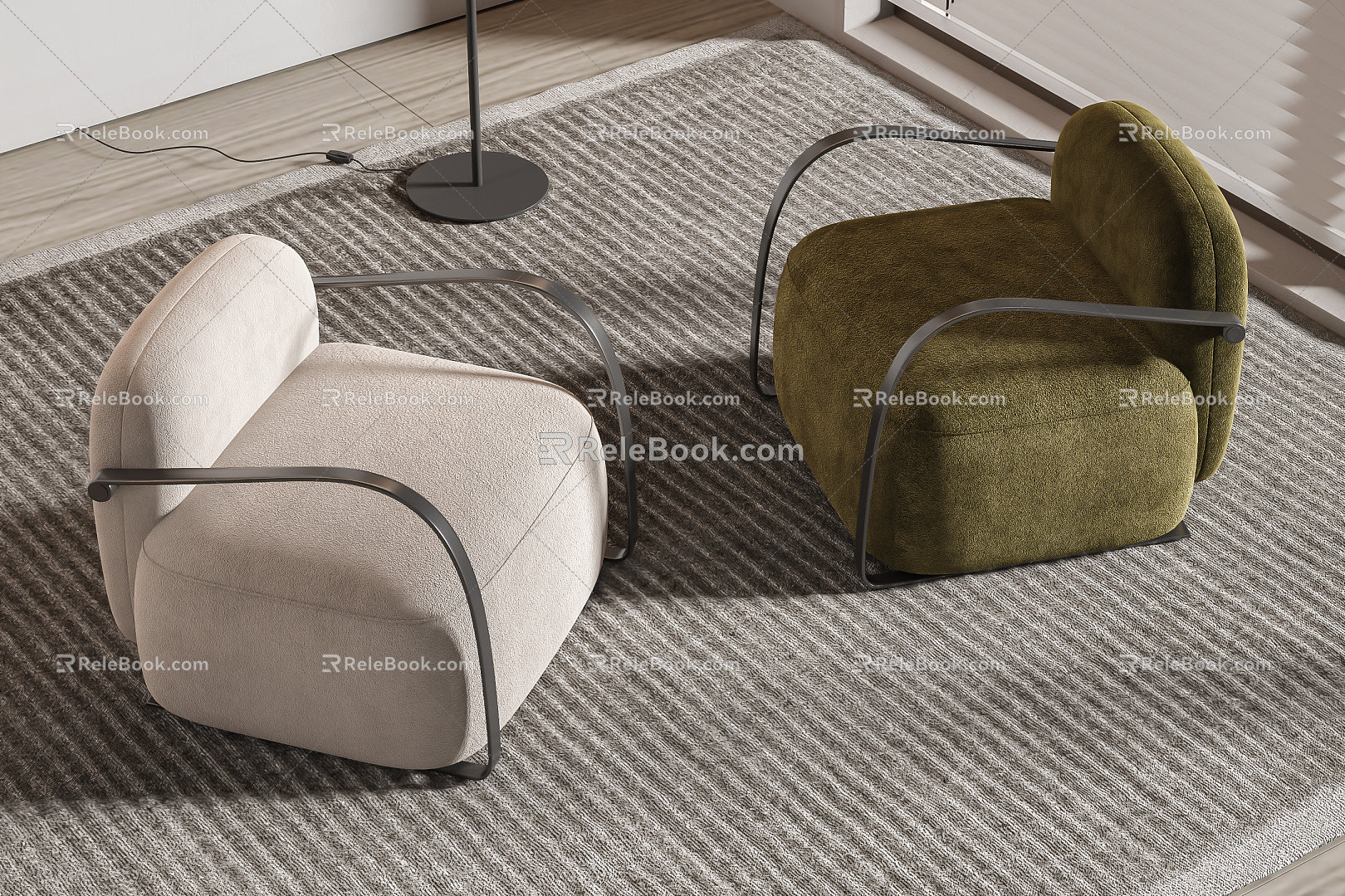 Modern Single Sofa Lazy Sofa Combination 3d model