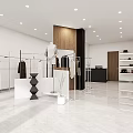 Modern Fashion Clothing Store With Glass Windows Mannequins And Interior Clothing Displays