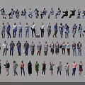 Diverse Group of People in Various Poses and Different Clothing Styles