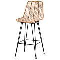 Modern Woven Bar Stool With Black Metal Frame And Woven Backrest