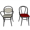 Dining Chairs With Black Frame And White And Red Cushions Modern Design 3d model