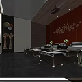Luxurious SPA Sauna Interior Design With Massage Beds Floral Wall Decor And Ambient Lighting