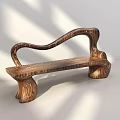 Unique Wooden Public Chair With Curved Armrests And Stump Like Legs Design