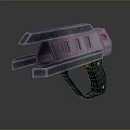 Futuristic Sci Fi Metallic Weapon With Black Grip And Panel Structure Design 3d model