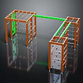 Outdoor Playground Equipment With Orange Frame Green Beam And Transparent Panels