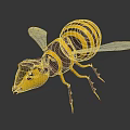 Cartoon Style Bee Character With Yellow Black Stripes And Transparent Wings
