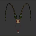 Decorative Household Ornament With Curved Horn Like Structure Green Gold Red Loop And Key Decoration