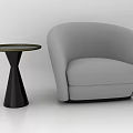 Gray Single Sofa With Black Round Side Table In Modern Design 3d model