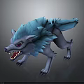 Fantasy Wolf Character Design With Blue Fur And Purple Eyes