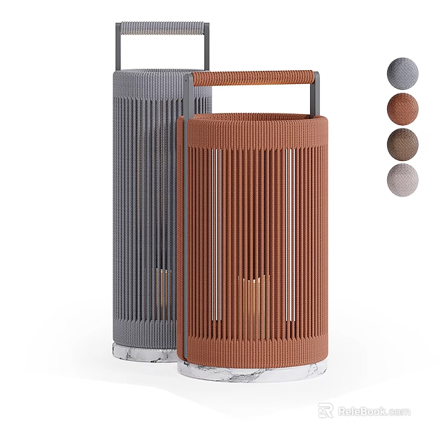 Stylish Modern Table Lamp With Ribbed Design Gray Brown Color Options And Transparent Base 3d model 