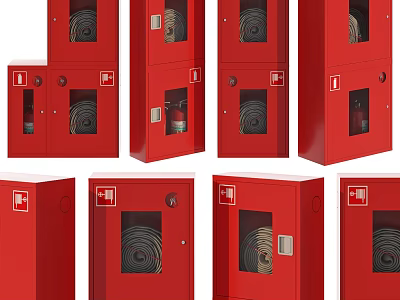 Modern Shower Sauna Equipment With Red Cabinets And Essential Facilities 3d model