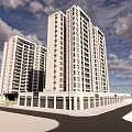 Modern High Rise Residential Buildings With Contemporary Design And Landscaped Courtyard