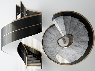 modern revolving staircase arc staircase 3d model