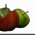 Fresh Red and Green Apples with Leaf on Black Background