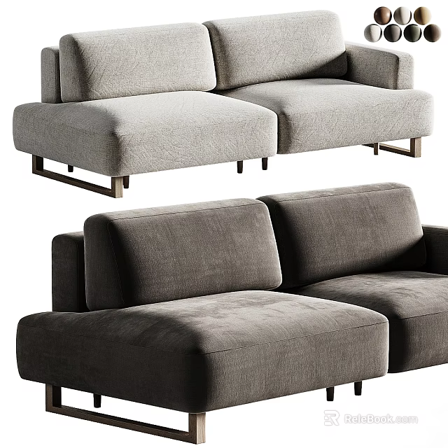 Modern Gray Upholstered Two-Seater Sofa With Sleek Design And Metal Legs 3d model 