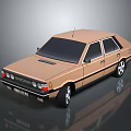 Vintage Brown Four Door Car With Black Windows And Silver Wheels