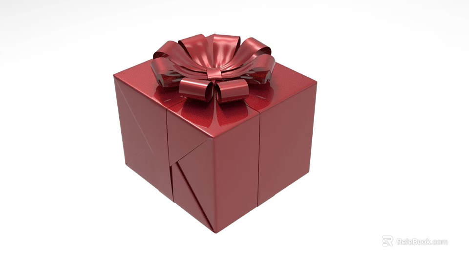 Elegant Red Gift Box Ornament Set With Decorative Bow For Home Decor 3d model 