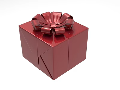 Elegant Red Gift Box Ornament Set With Decorative Bow For Home Decor 3d model