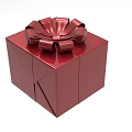 Elegant Red Gift Box Ornament Set With Decorative Bow For Home Decor 3d model