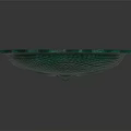 Green Decorative Mask With Textured Surface And Blue Eyes Serrated Edges