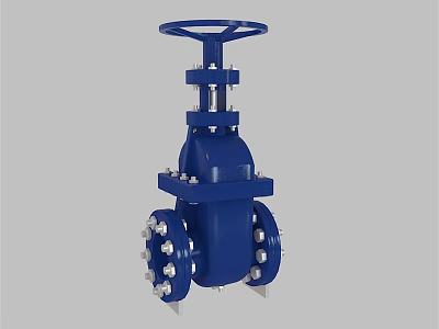 Blue Industrial Gate Valve With Flanged Ends And Heavy Duty Structure 3d model
