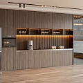 Modern Kitchen Interior With Wooden Cabinets Built-in Appliances And Soft Lighting