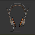High Quality Vintage Audio Headphones With Wooden Headband Metal Bracket And Orange Earpads