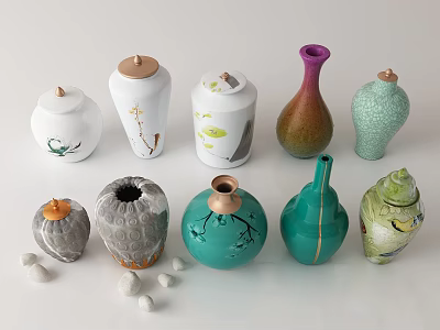 Elegant Colorful Perfume Cosmetics Bottles Featuring Various Unique Decorative Shapes 3d model
