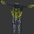 Long Sleeve Black Yellow Gradient Sweater With Camouflage Cargo Pants And Yellow Patterns