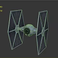 Detailed TIE Fighter Spacecraft Model With Twin Ion Engine And Wings