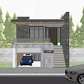Modern Detached Villa With Garage Roller Shutter Door Stairs Greenery And Number 297
