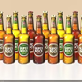 Super Bock Beer Bottles In Assorted Colors Arranged In Multiple Rows 3d model