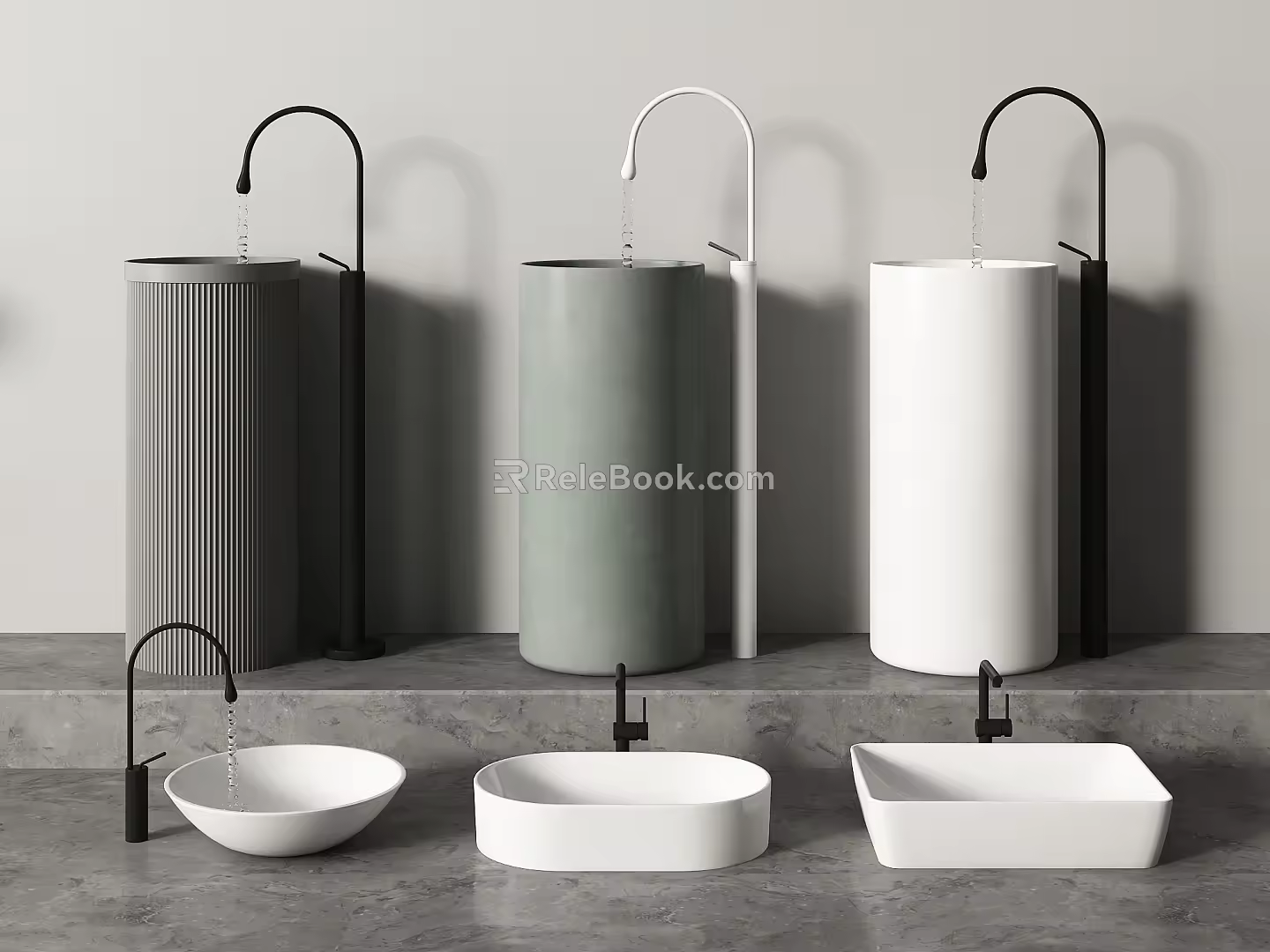 Modern Washstand Column Basin Floor Basin Wash Basin Table Basin Round Table Basin 3d model