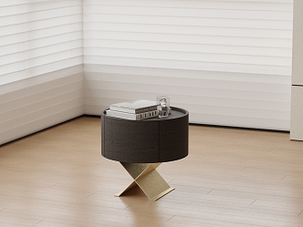 Modern Bedside Table Books Venetian Blinds 3d model