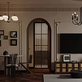 Modern Living Dining Room Interior Design With Black Sofa Dining Table And Kitchen Cabinets
