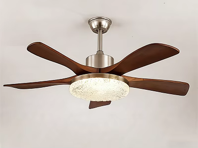 Modern Ceiling Fan Light with Wooden Blades Metal Base and Frosted Glass Shade 3d model