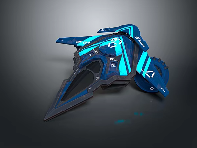 Futuristic Blue Mechanical Device With Sleek Design Glowing Lines And Geometric Shapes 3d model
