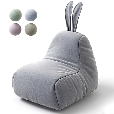 Cozy Gray Bean Bag Chair With Rabbit Ears Design And Multiple Color Options 3d model