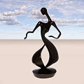 Abstract Metal Sculpture Of Dynamic Human Figure With Curved Design And Base