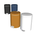 Cylindrical Pedal Trash Cans In Black Blue Gold And White Colors
