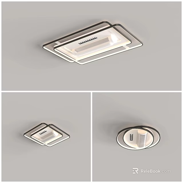 Modern LED Ceiling Light With Sleek Square And Round Design For Interior Decoration 3d model