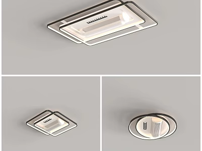 Modern LED Ceiling Light With Sleek Square And Round Design For Interior Decoration 3d model