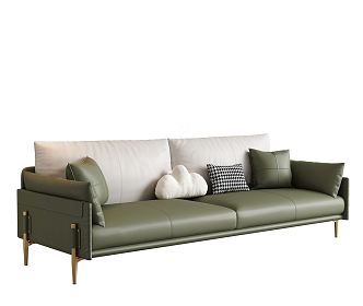 Modern Double Sofa Leather Multiplayer Sofa 3d model