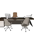 Office Desk Setup With Ergonomic Chairs White Computer Monitor Cabinet And Desk Lamp