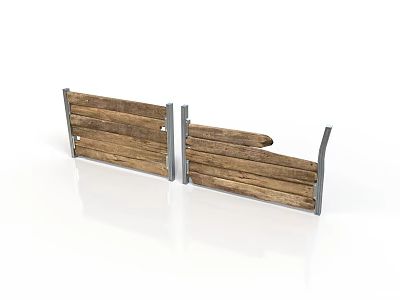 Outdoor Wooden Bench Components Featuring Metal Frame And Natural Wood Slats 3d model