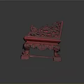 Traditional Red Carved Chair Featuring Intricate Patterns and Ornate Base