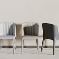 Modern Single Chairs In Gray Beige Black With Ribbed Backrest Design 3d model