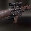 Vintage Bolt Action Rifle With Wooden Stock Scope And Bipod Stand